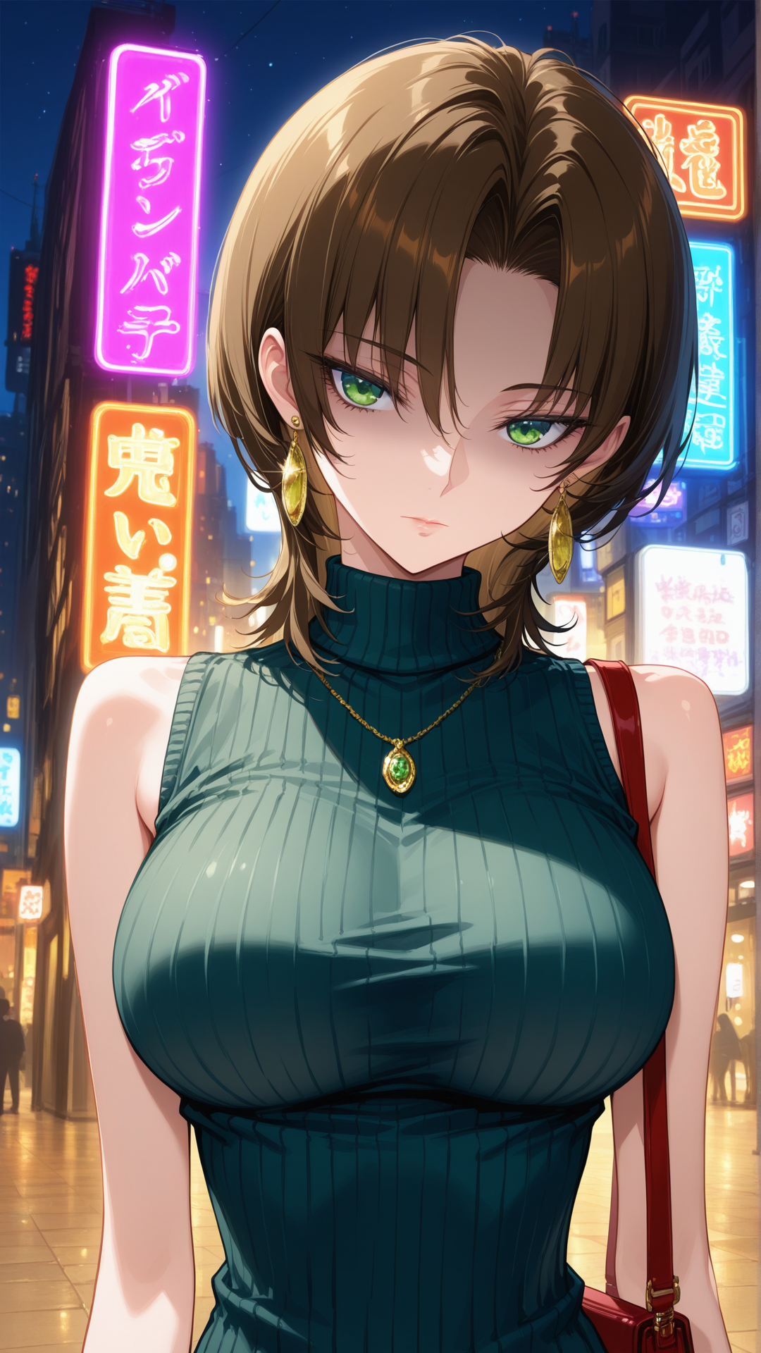 00007-3704594377-1girl, mature female, large breasts, (skinny_1.5), brown hair, wolf cut, curtained hair, parted bangs, tsurime, green eyes,_goto.png
